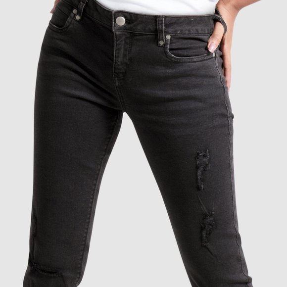 OLGYN Women’s Skinny Fit Stretch Black Denim Pant - Picture 4 of 5